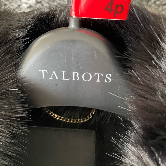 🖤talbot’s classic black winter coat with faux fur collar / size 4 petite / nwt - Picture 3 of 13